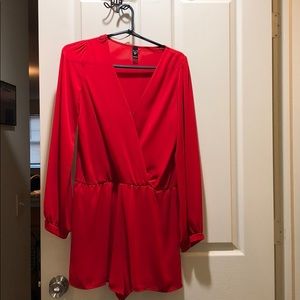Red Long Sleeve Romper
